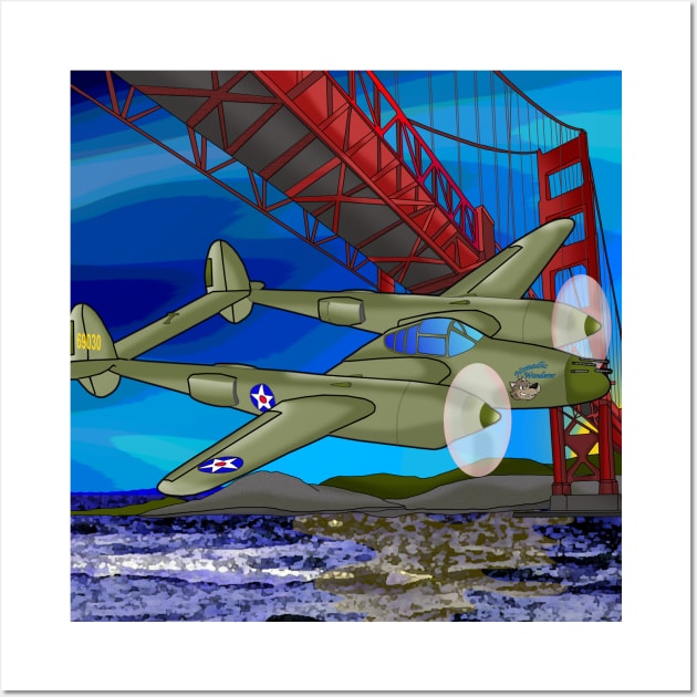 P-38 at Golden Gate Wall Art by lytebound